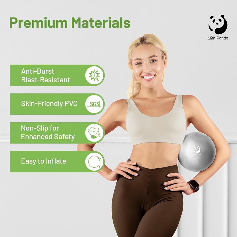 Slim Panda Pilates Ball, 9 Inch Small Exercise Ball, Anti Burst Mini Yoga Ball for Stability, Workout, Barre, Core Strength, Physical Therapy, Balance, Stretching - Image 2